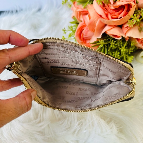 Michael Kors Gold Metallic Leather Wristlet - Picture 7 of 7